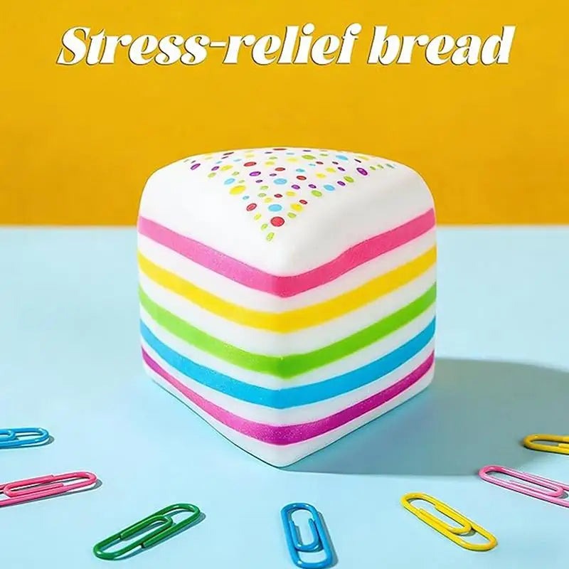 1PCS Rainbow Cake Squeeze Toys Slow-rebound Sensory Fidget Toys Stress & Anxiety Relief For Adults And Kids Birthday Gift