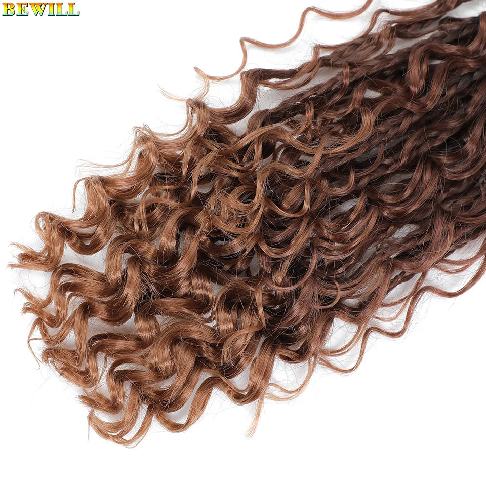 Goddess Box Braids Crochet Hair 14 18 24 Inch Bohemian Hippie Box Braids With Curly Ends Synthetic Braiding Hair for Black Women