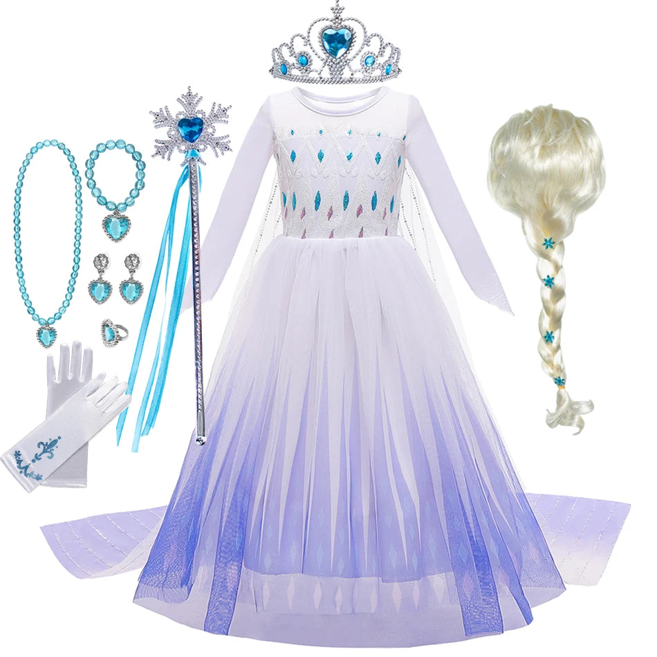 Girls Princess Snow Queen Costume Dress