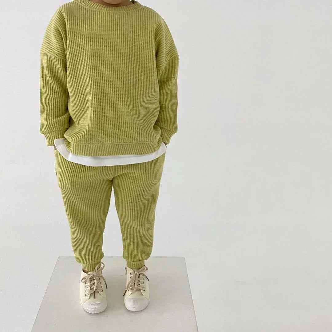 Baby & Toddler Unisex Waffle Cotton Tracksuit Set