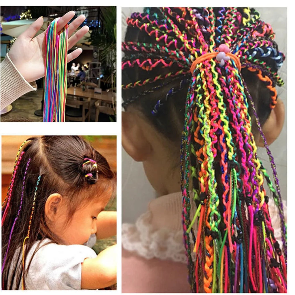 20Pcs Colorful Hair Braids Rope Strands 90cm for Girls African Braids DIY Ponytail Styling Hair Accessories for Girls
