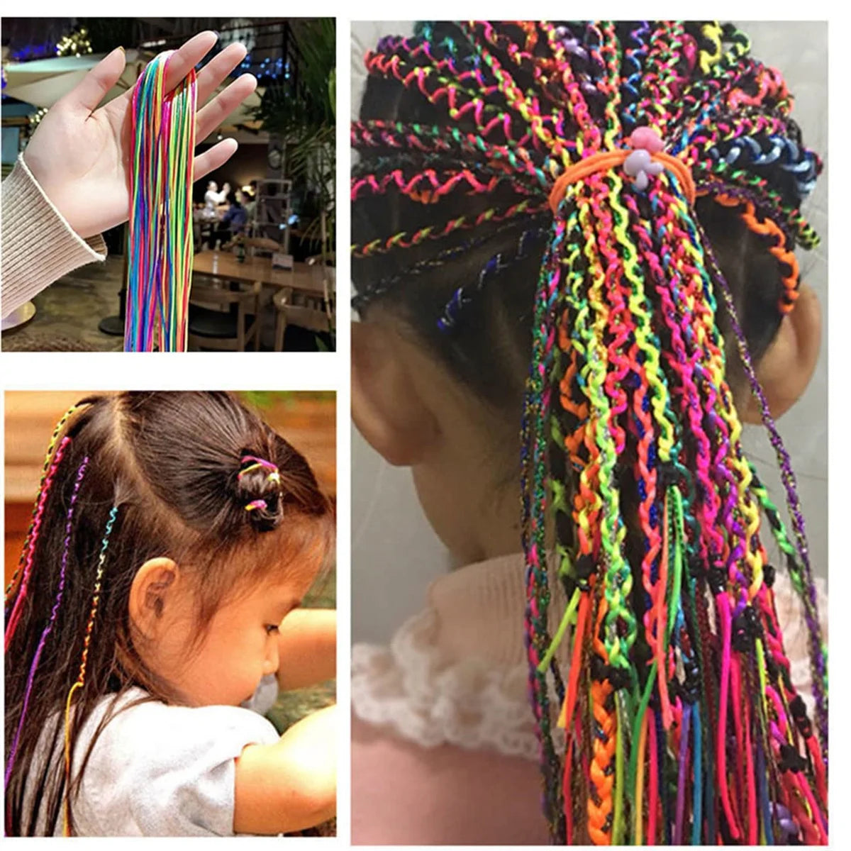 20Pcs Colorful Hair Braids Rope Strands 90cm for Girls African Braids DIY Ponytail Styling Hair Accessories for Girls
