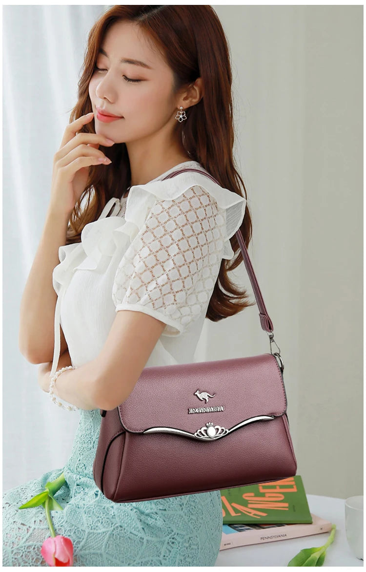 Women's PU Leather Casual Tote Crossbody Bag