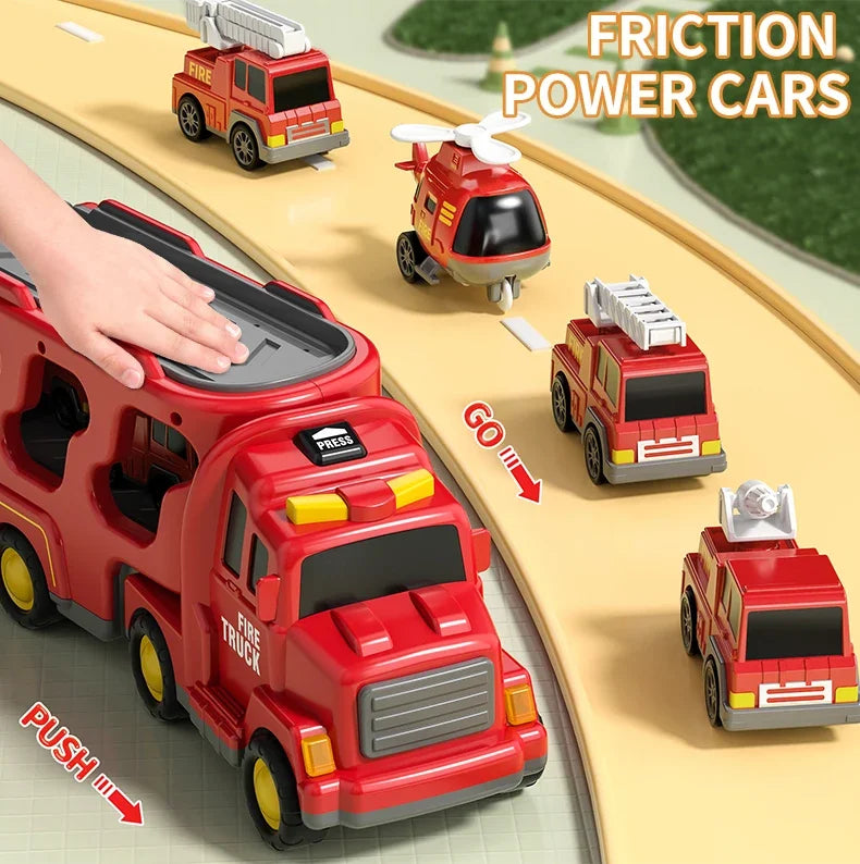 Wind-up Cars Toy engineering trucks heavy trucks police car fire trucks music light model set puzzle toys Boys Kids Gifts