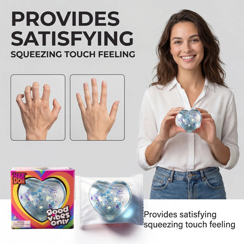 Needoh Heart Shape Squishy Stress Relief Toy | Soft & Portable Palm Fidget