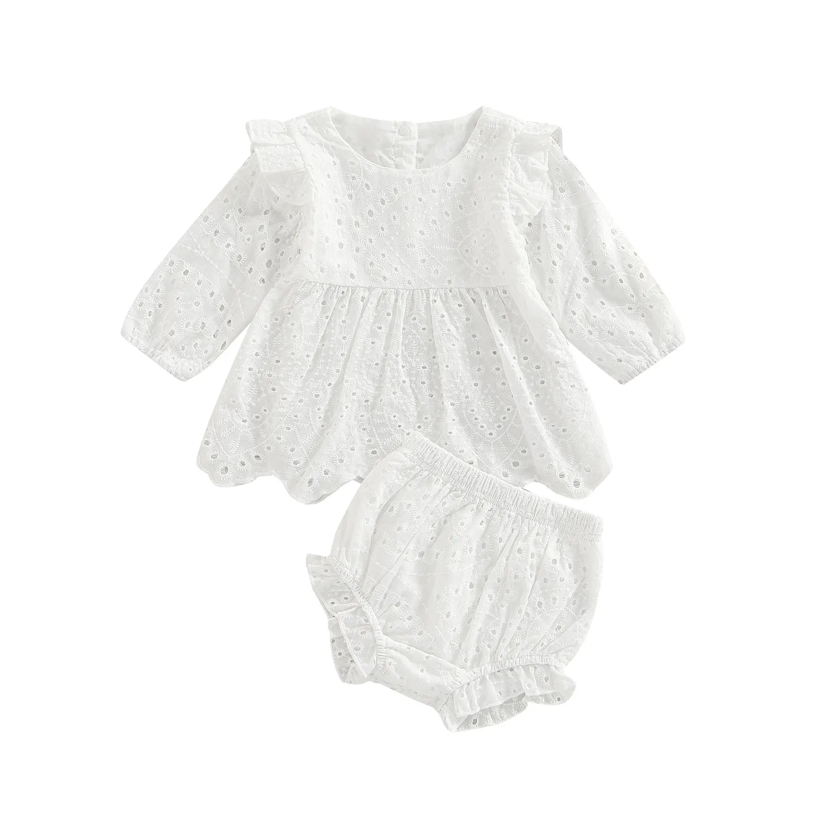 Baby Girl Long Sleeve Top & Ruffle Shorts Set