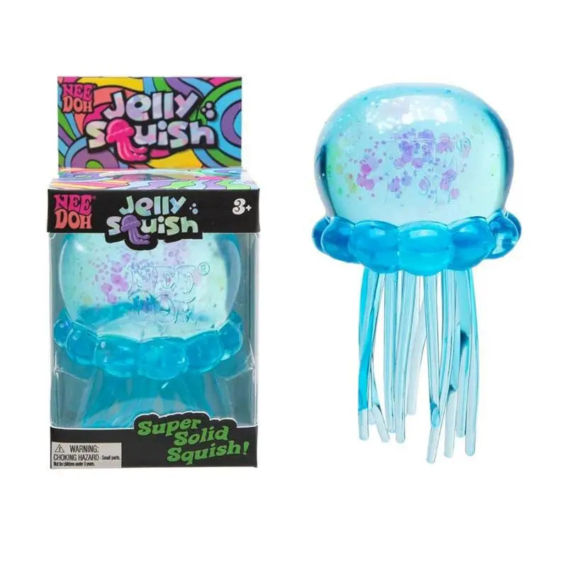 Needoh Fuzz Ball Jellyfish Squishy | Soft Stress Relief Squeeze Toy — Random Color, Festival Gift