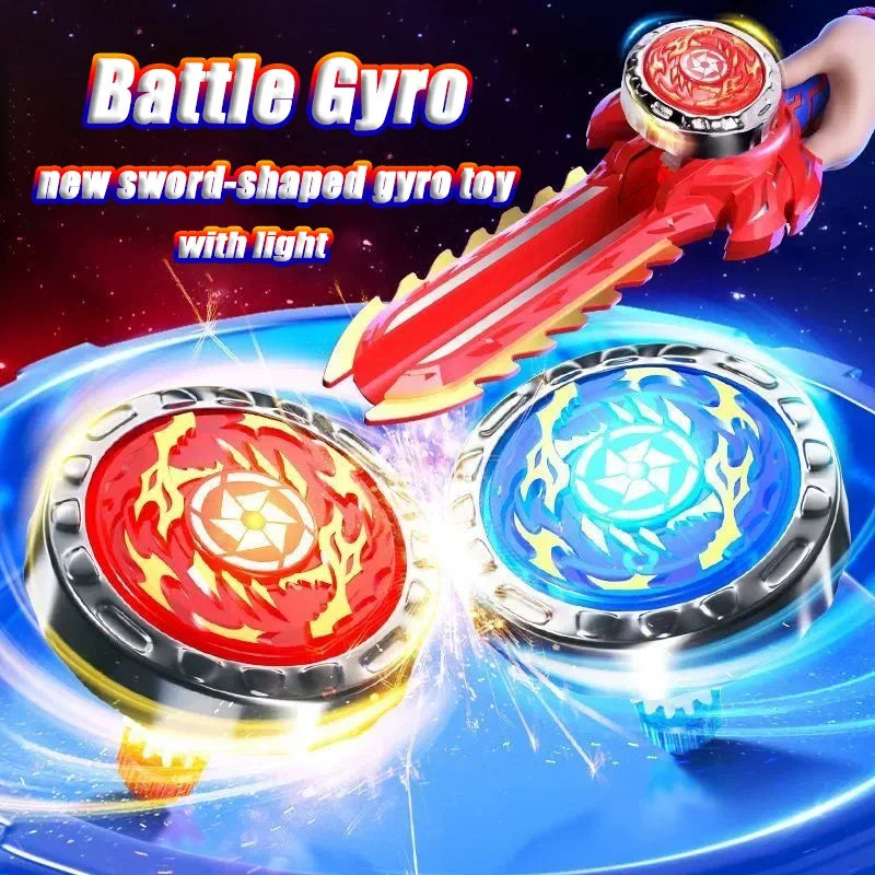 Kids Battle Gyro Spinning Top Toy Set – Sword Launcher & Flashing Tops