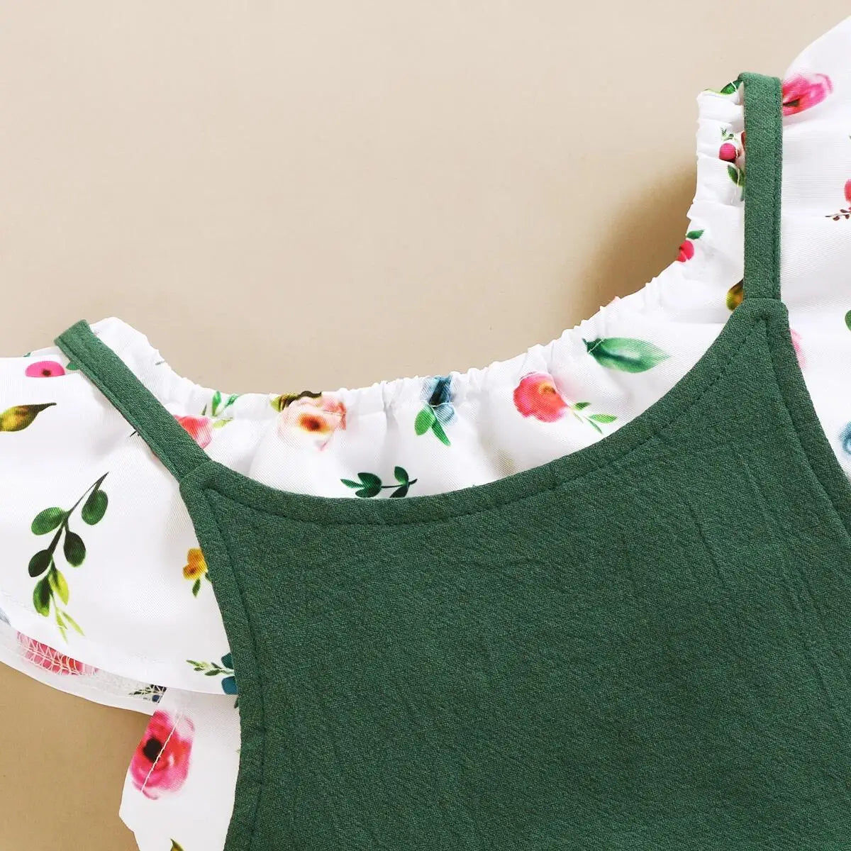 Toddler Girls Floral Print Top & Suspender Pants Set