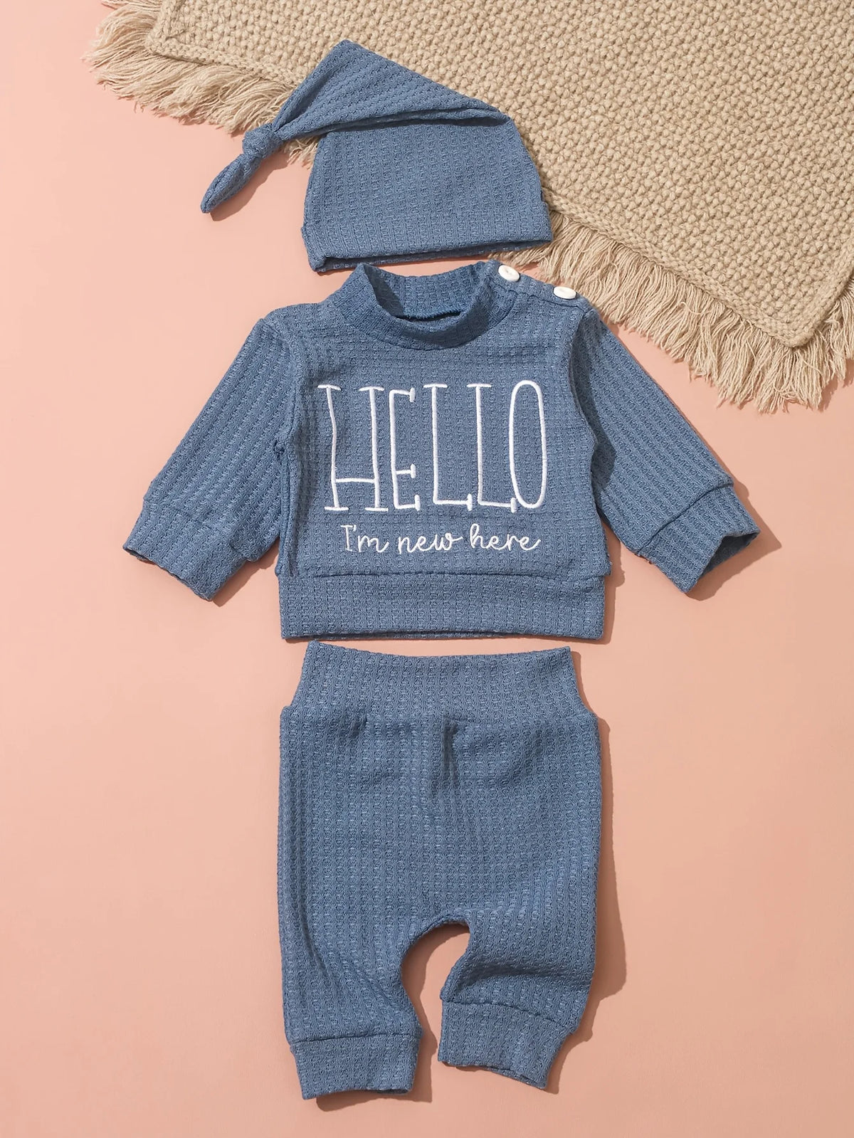 Hello World Newborn Photo Outfit, 3 Pieces