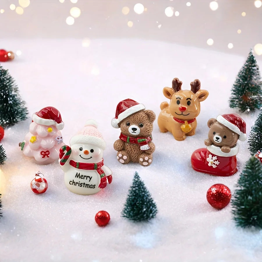 5-Piece Resin Christmas Figurine Set – Bear, Deer & Snowman