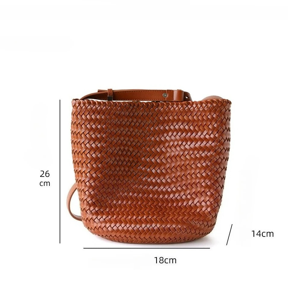 Women's Handwoven Knit Bucket Shoulder Bag
