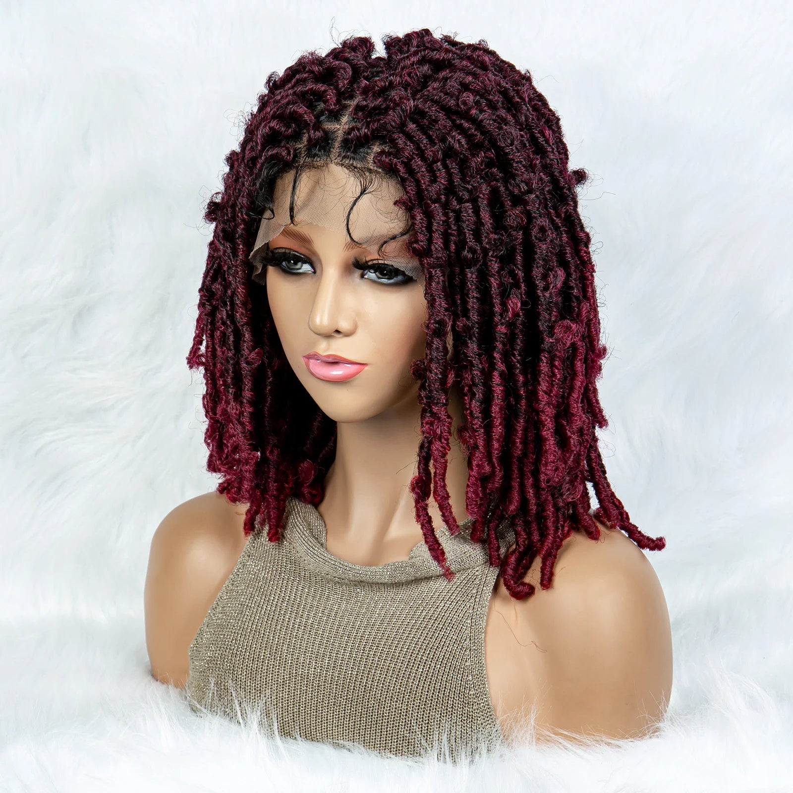 Synthetic Lace Front Wig Braided Wigs Dreadlock Wig 16 inches Short Knotless Butterfly Locs Wigs for Black Women Synthetic Wig