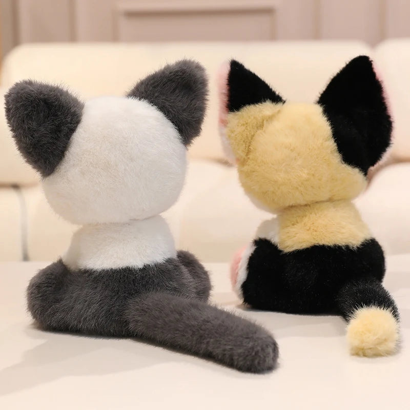 Cute Calico Cat Plush Toy Lifelike Devon Cat Soft Animal Doll Office Classroom Desk Decoration Kids Toys Gift Cat Lovers
