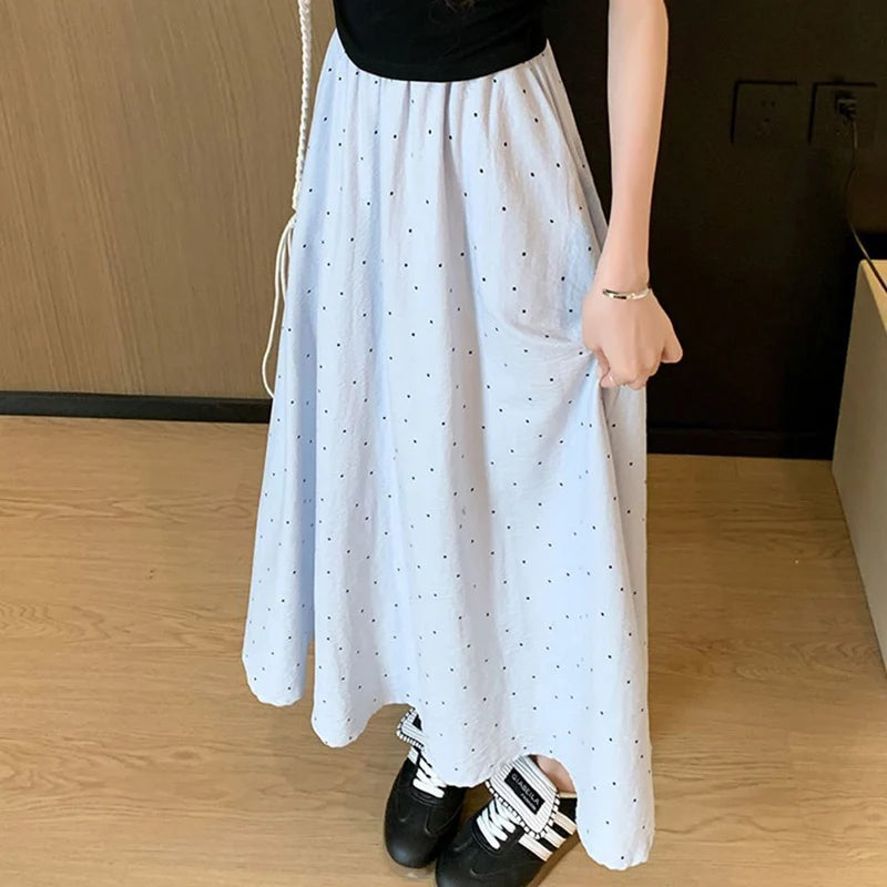 Women's High Waist Pleated A-Line Midi Skirt