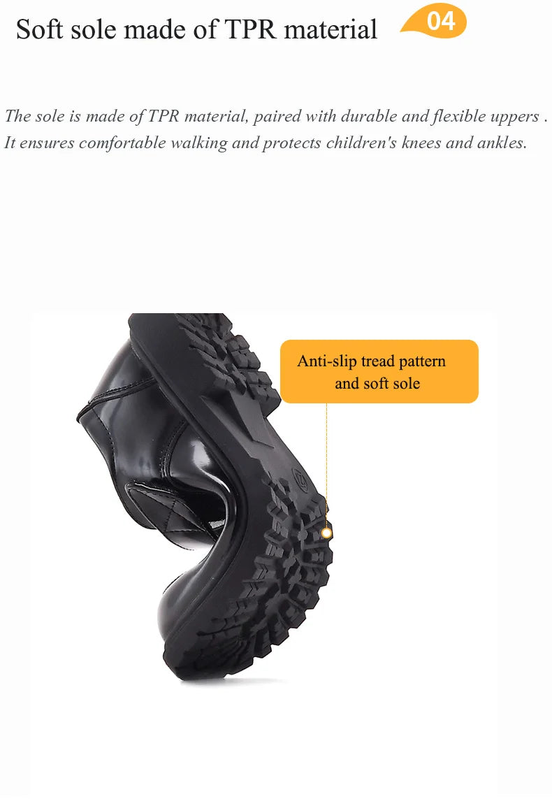 Kids' Black PU Leather School Shoes