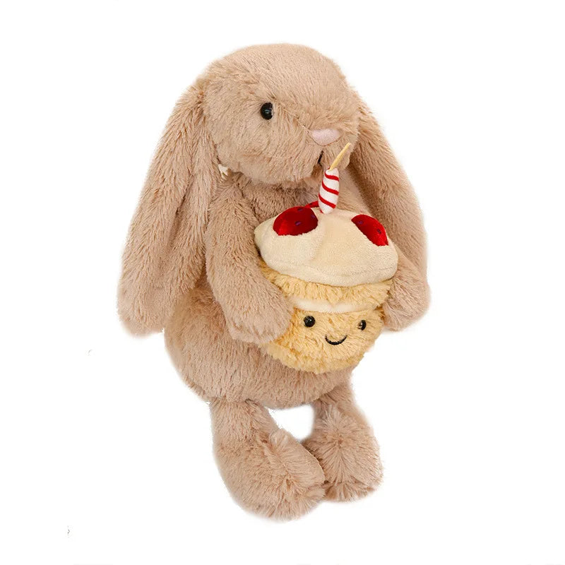 Bashful Beige Bunny Birthday Plush 23cm | Cupcake Stuffed Toy & Sofa Pillow