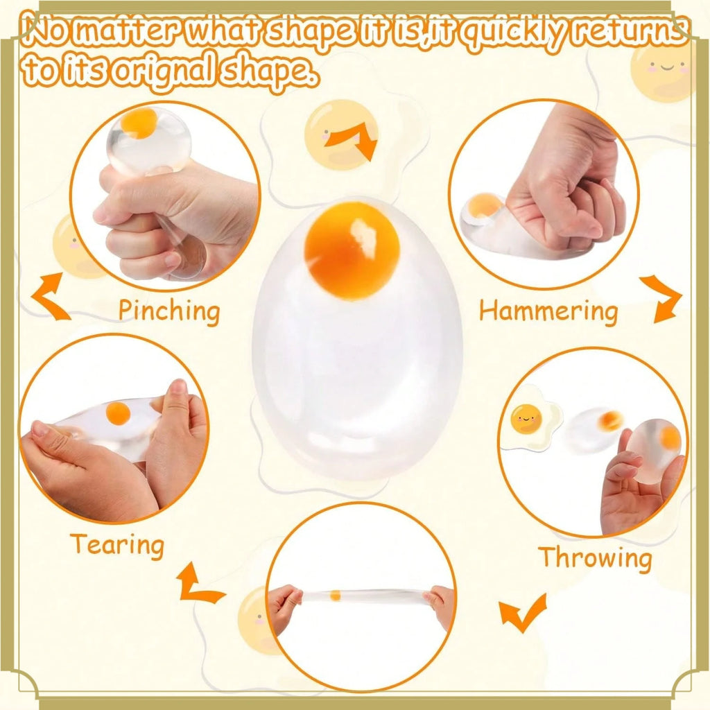 Viral Egg Splat Squeeze Toy: Clear Liquid Filled Water Ball, ASMR Smash Relief Fidget, Slow Rebound Desk Toy, Anxiety Reducer