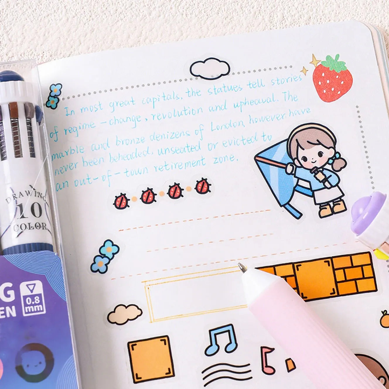 3 Pcs/Set Creative 10 In 1 Colored Drawing Ballpoing Pens 58 Colors Student Painting Diary Writing Pen Stationery