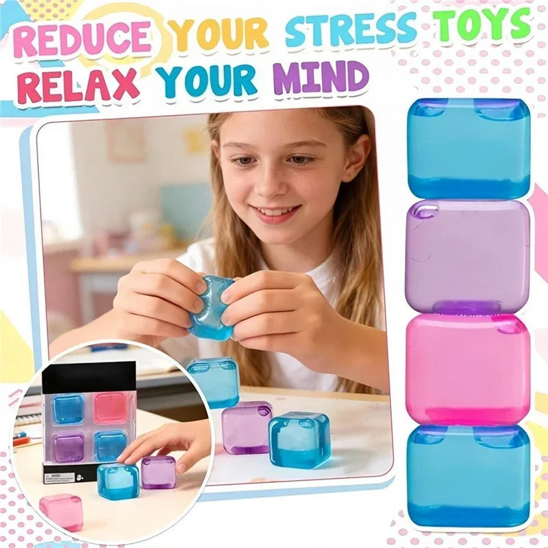 Needoh Nice Berg Giant Sensory 7.5cm Cube Mini 4 Pack Baby Teenie Cube Sensory Slow Rebound Stress Reliever Anti-Anxiety Toy