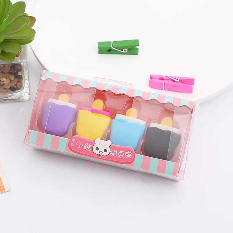 Kawaii Lollipop Sweety Ice Cream Student Stationery School Office Supplies Children Erasers For Kids Pencil Eraser