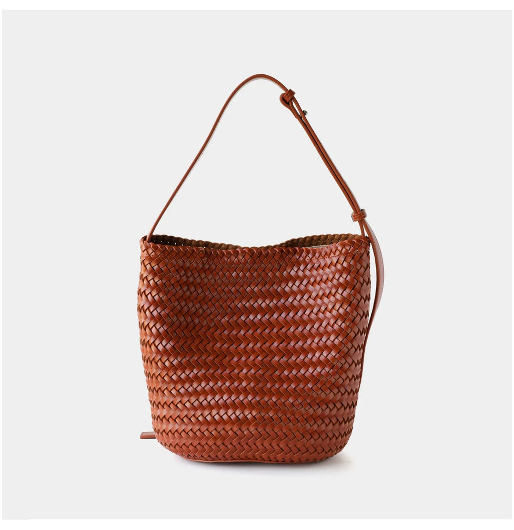 Women's Handwoven Knit Bucket Shoulder Bag