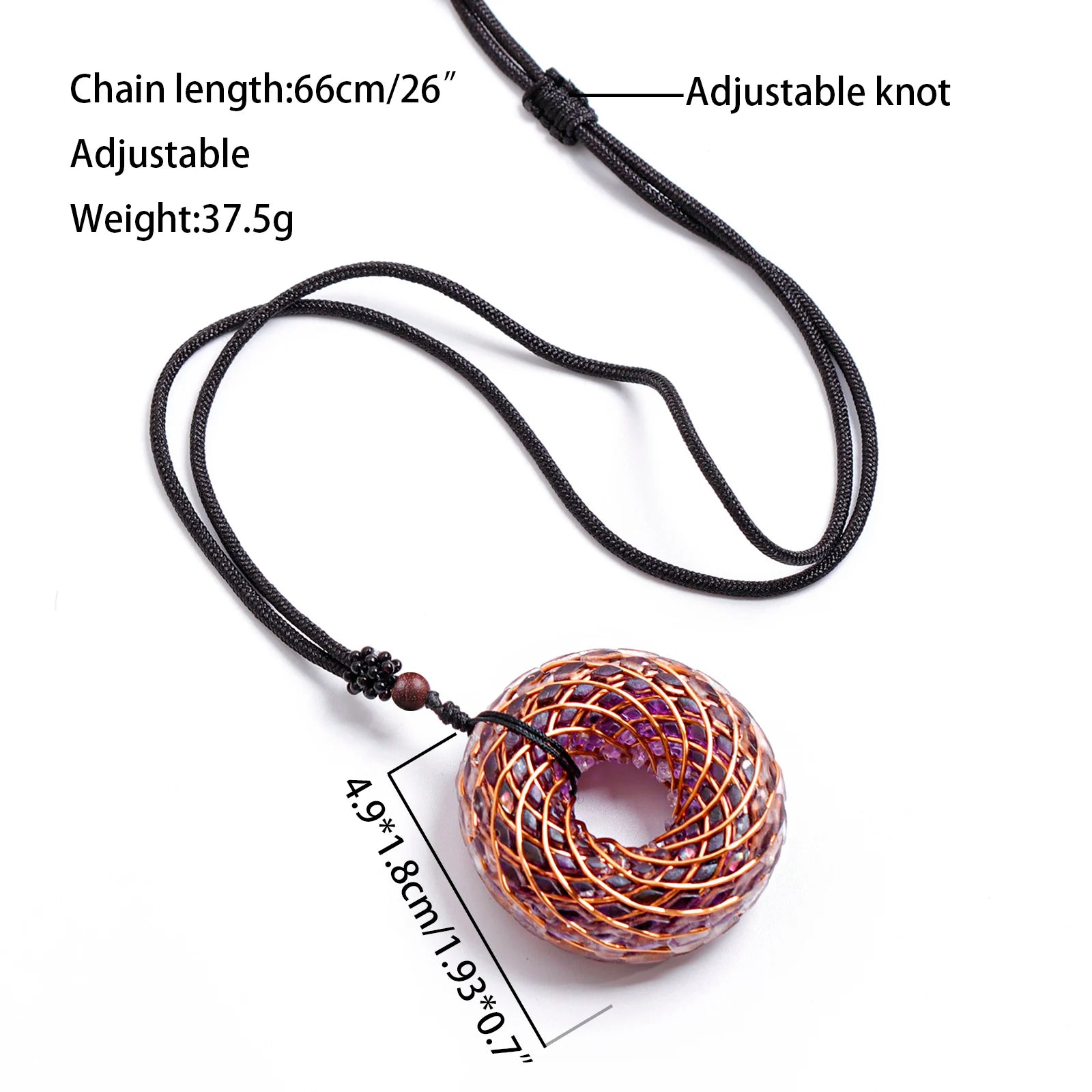 Rodin Coil & Amethyst  Orgone Pendant Necklace, Handmade pendant jewelry ，Adjustable Chain for Women & Men
