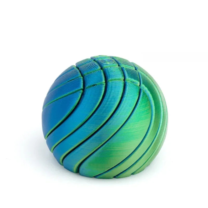 Twist Sphere 3D Printed Fidget Ball | Gear Rotating Liquid Flow Toy | Anxiety Relief | 3 Gradient Colors