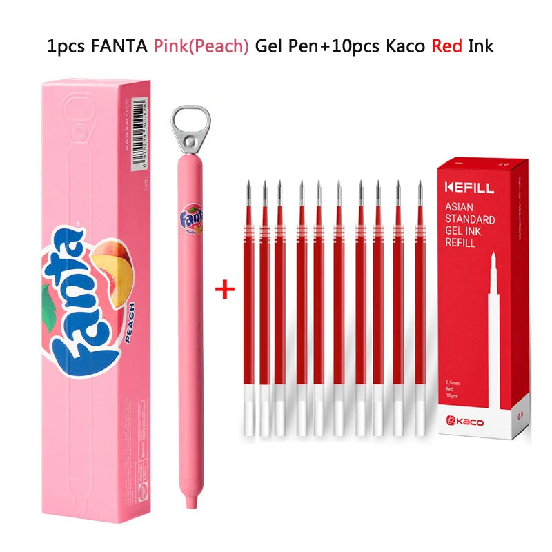 KACO x Fanta Pull-Tab Gel Pens,Creative Ins Signature Pen,0.5mm Quick Drying&Comfortable Grip Fun&Stess Relief Kawaii Stationery