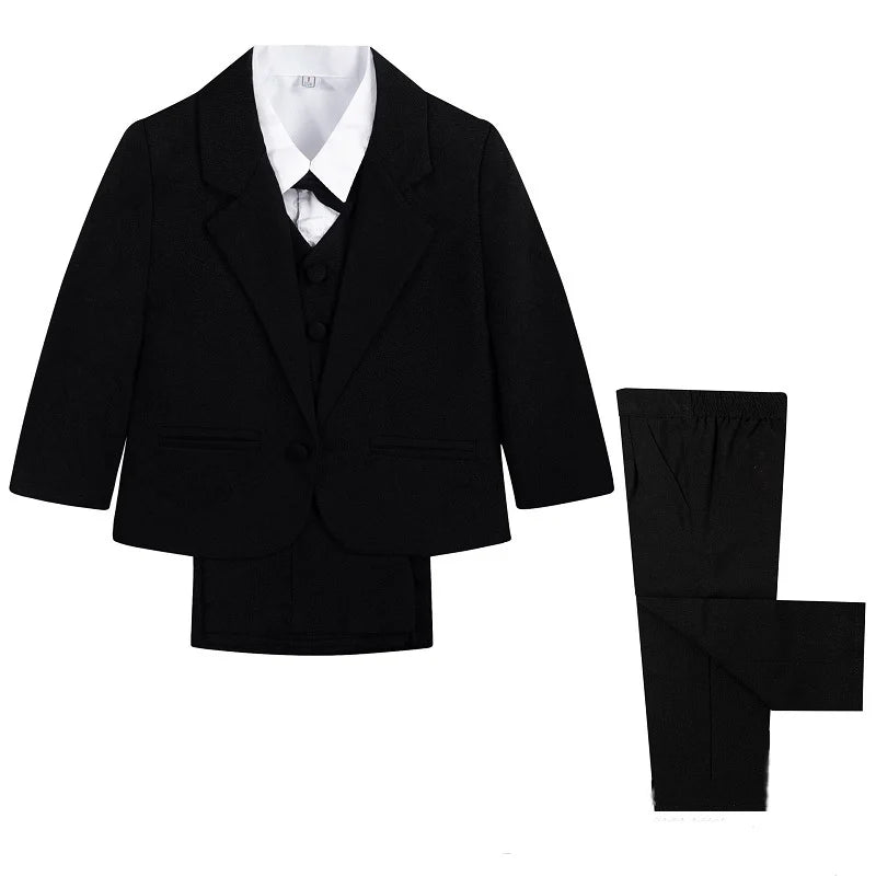 Baby Boys 5-Piece Formal Suit Set – Blazer, Shirt, Vest, Bowtie & Pants