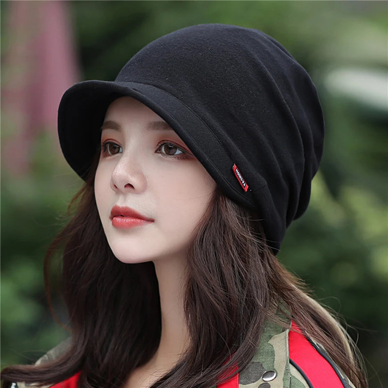Ladies's Knitted Head Cap Ladies Fashion Windproof Warm Thicken Hats Simple Solid Color Hat For WomenNew Autumn Winter Hat
