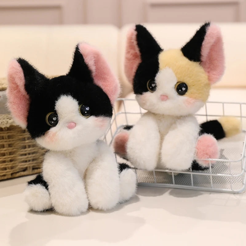 Cute Calico Cat Plush Toy Lifelike Devon Cat Soft Animal Doll Office Classroom Desk Decoration Kids Toys Gift Cat Lovers