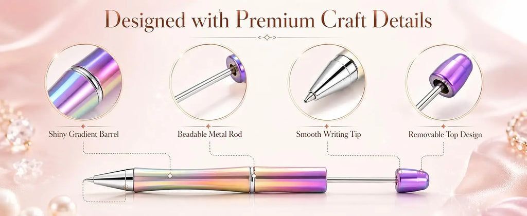 Beadable Pens for DIY | 12-Pack Gradient Beaded Ballpoint Pens | Party Favors & Gifts