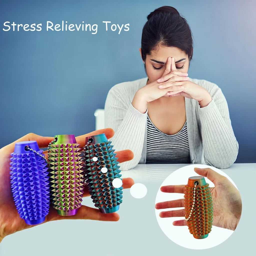 Mini Spiky Fidget Massage Keychain – 3D Silicone Pain Stim Sensory Toy for Anxiety Relief, Singles & 4-Pack