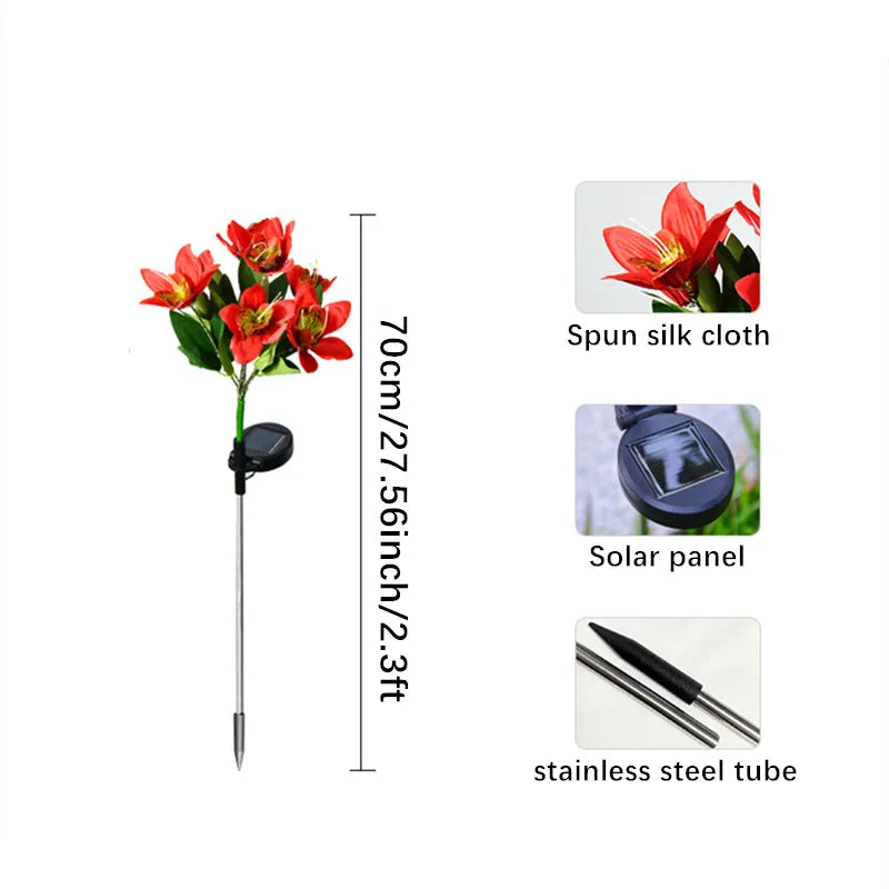 Garden Solar Lawn Lamp LED Artificial Orchid Flower Ground Light Summer Wedding Holiday Party Outdoor Courtyard Patio Decoration