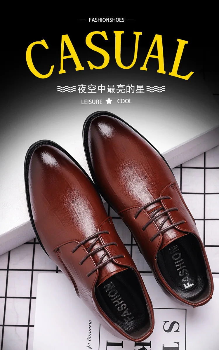 Men's Pointed Toe Oxford Leather Dress Shoes
