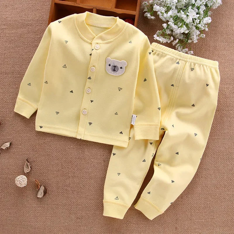 Baby Unisex 100% Cotton Cartoon Pajama Top & Pants Set