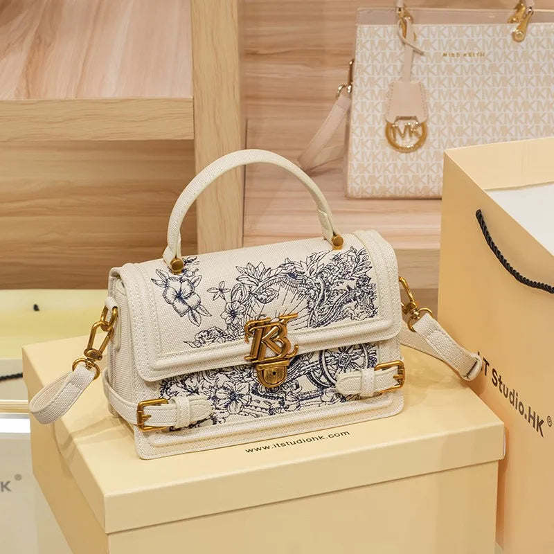 Women's Embroidered Floral Satchel Crossbody Bag