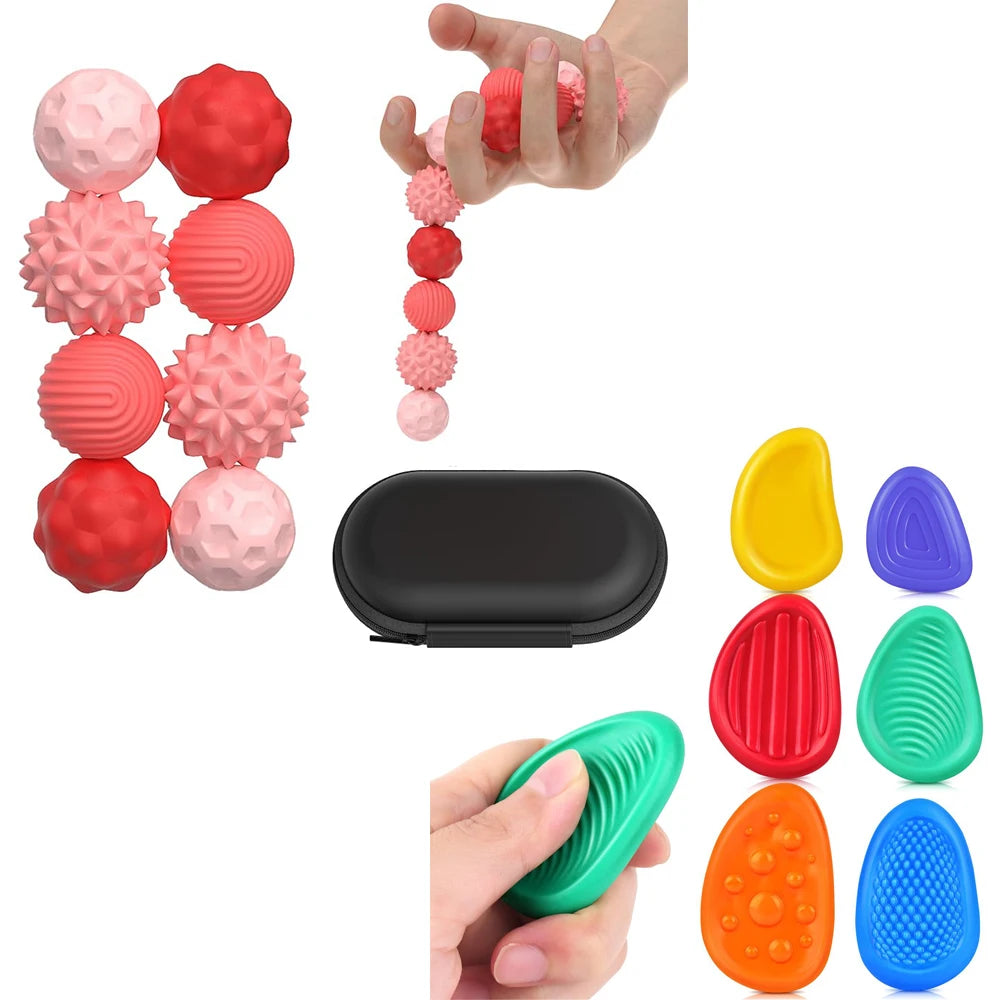 Magnetic Balls Fidget Sensory Toys Stress Relief for Adults Kids Fidget Textured Magnetic Balls with Silicone Shell Desk Toys