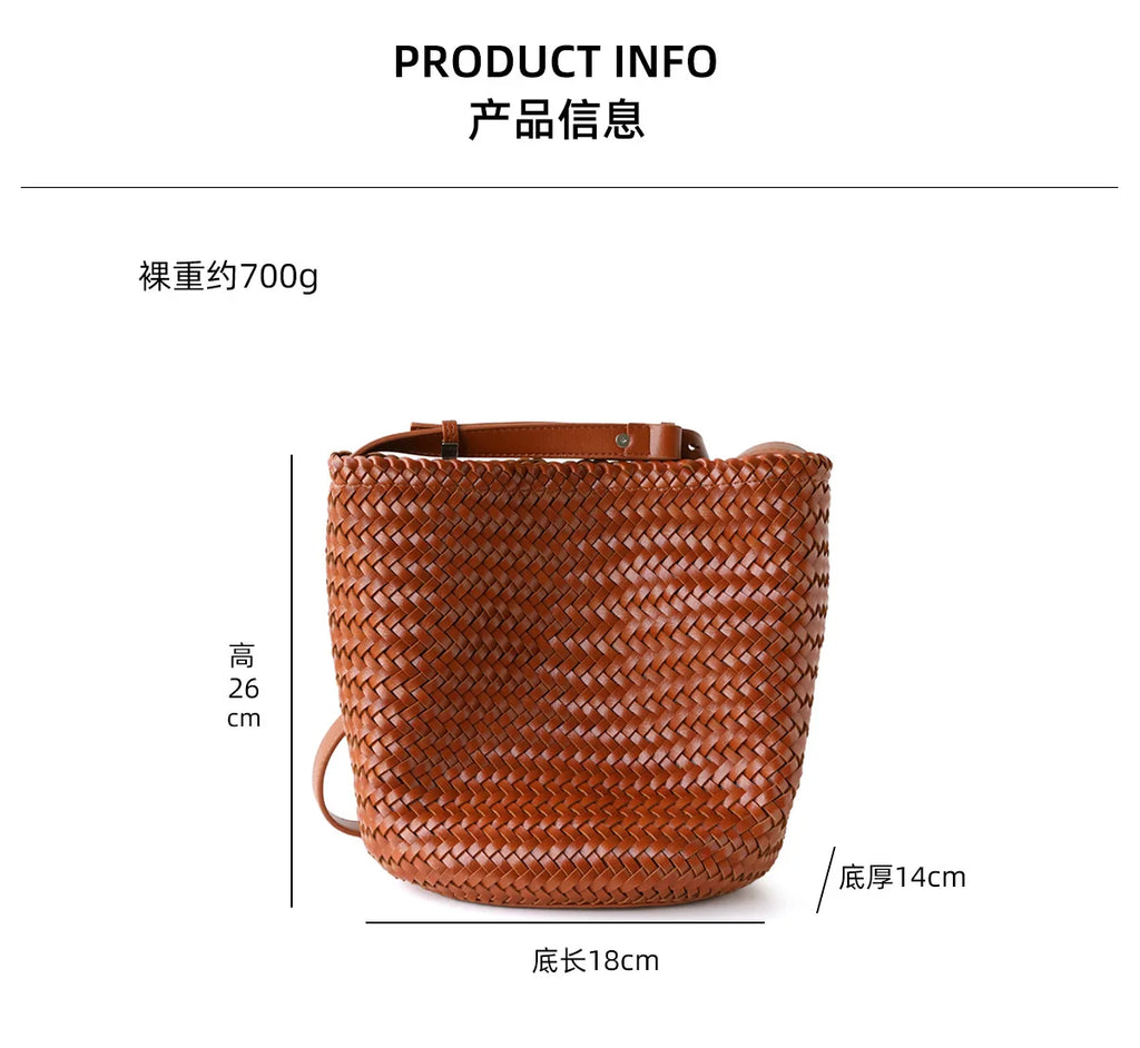 Women's Handwoven Knit Bucket Shoulder Bag