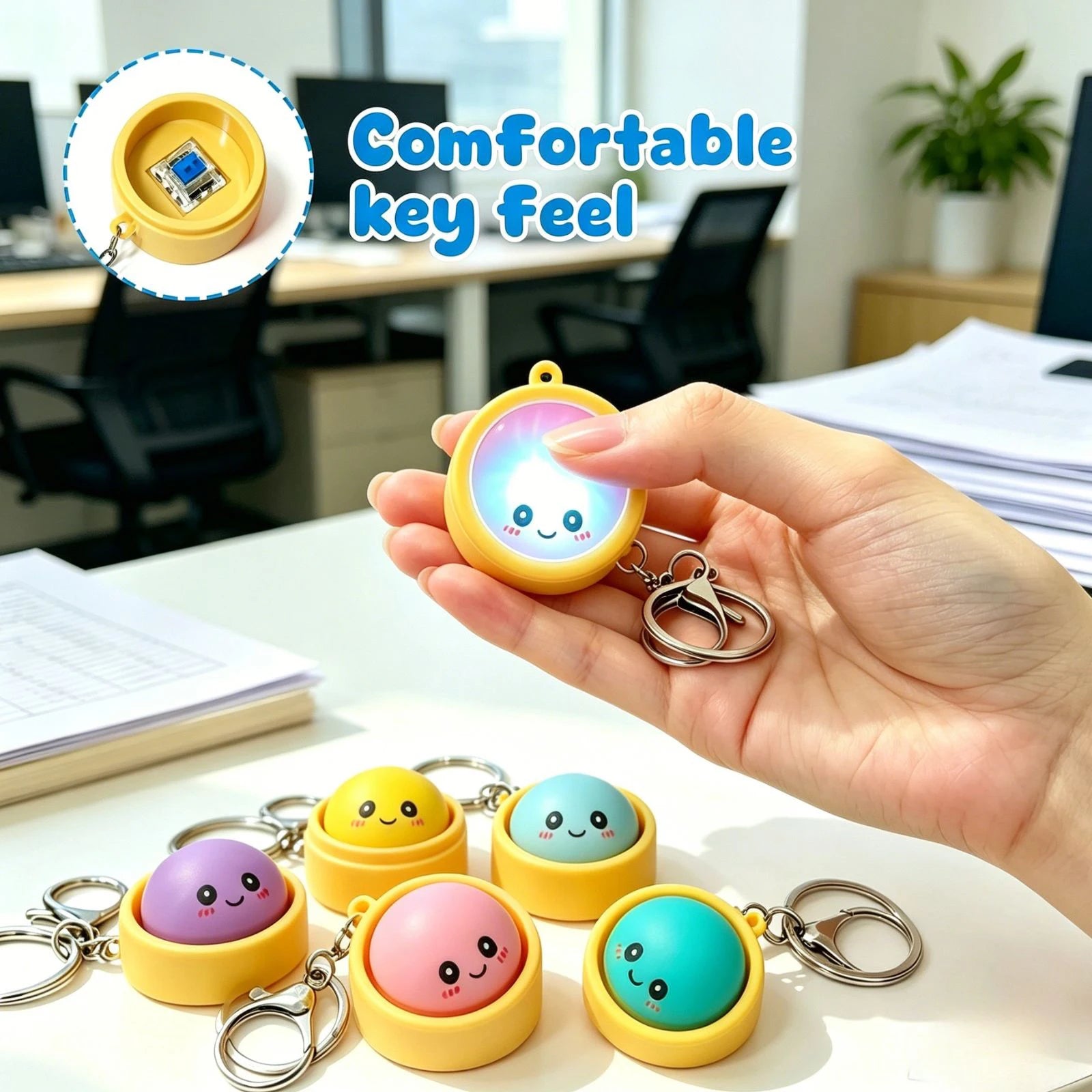 Dumpling Keyboard Clicker Fidget Keychain | Stress Relief Toy | 4, 6 or 12 Pack