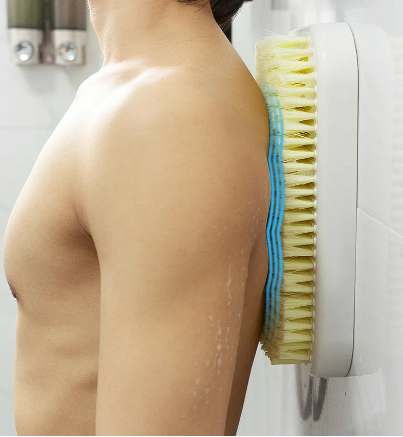 Wall-Mount Suction Cup Back Scrubber & Massage Bath Brush