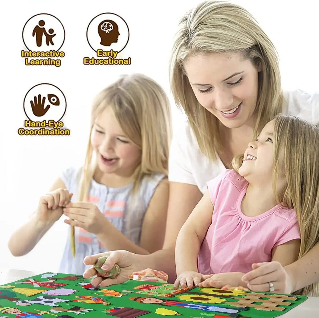 Felt Story Board Set Toy for kids Farm Animals Vehicle Preschool Education Early Learning Interactive Play Mat Wall Hanging Gift