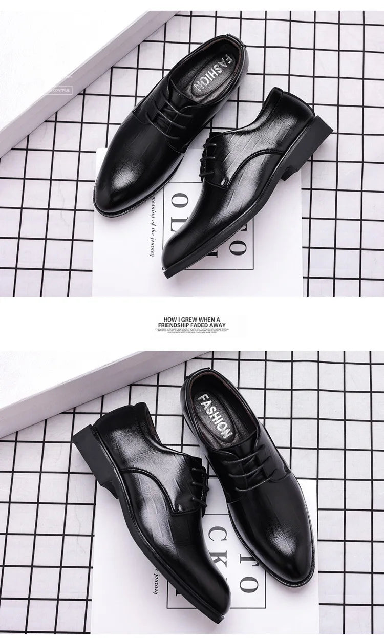 Men's Pointed Toe Oxford Leather Dress Shoes