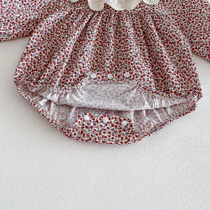 2026 New Spring Sister Dress Kids Princess Dresses Long Sleeved Cotton Print 2-7Yrs Girl Party Dress Baby Girl Romper