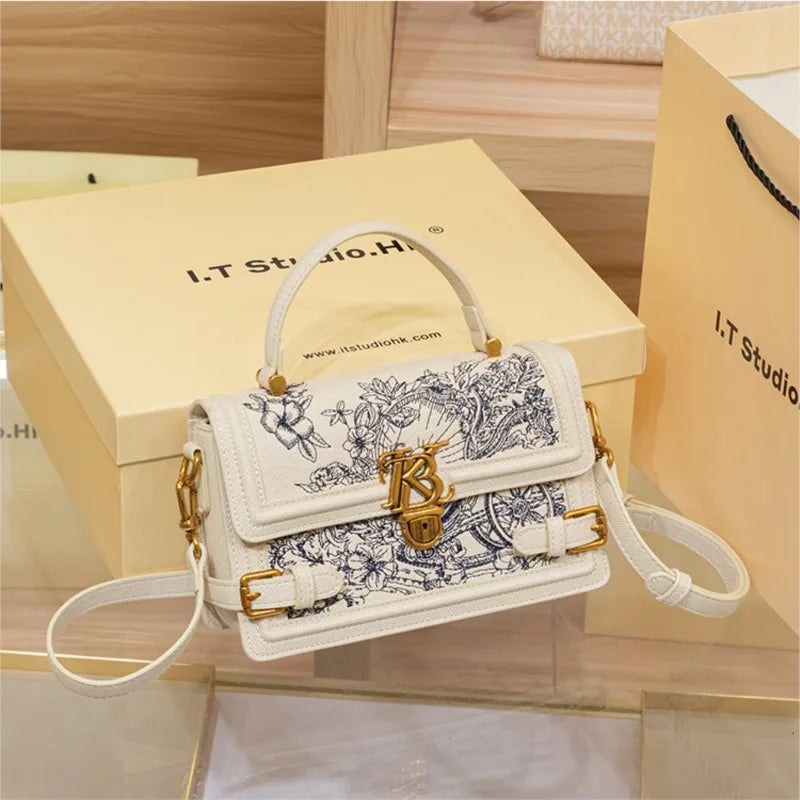 Women's Embroidered Floral Satchel Crossbody Bag