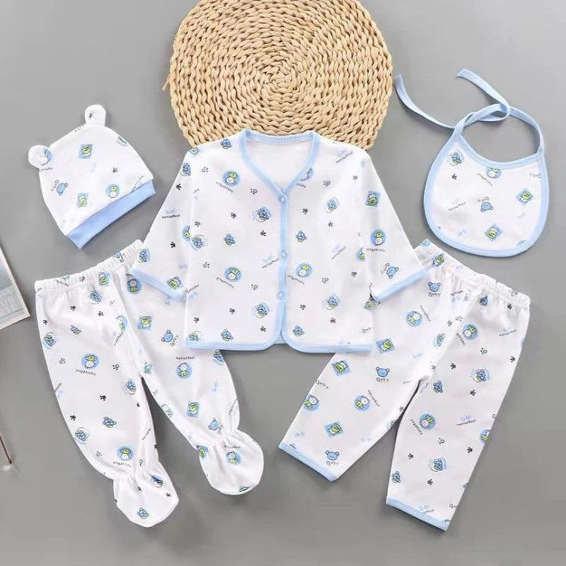 Newborn Cotton Clothing Set, 5 Pieces