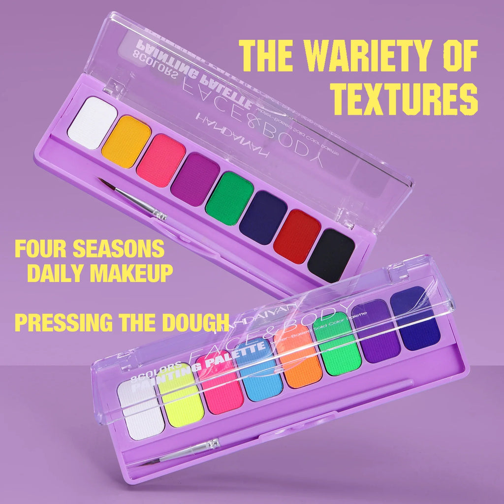 8 Color Face Body Paint Palette Water Soluble Fluorescent UV Makeup Halloween Party Cosmetics Fancy Dress Beauty