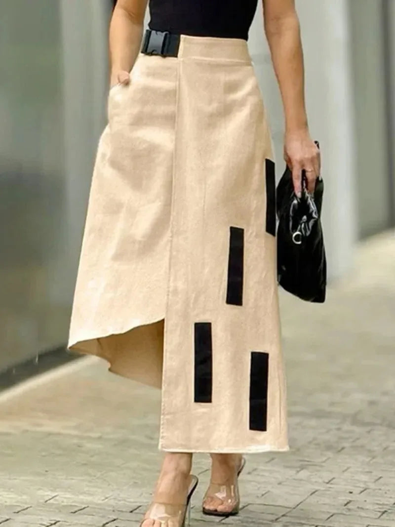 Women's Asymmetrical Hem Cotton Maxi Skirt