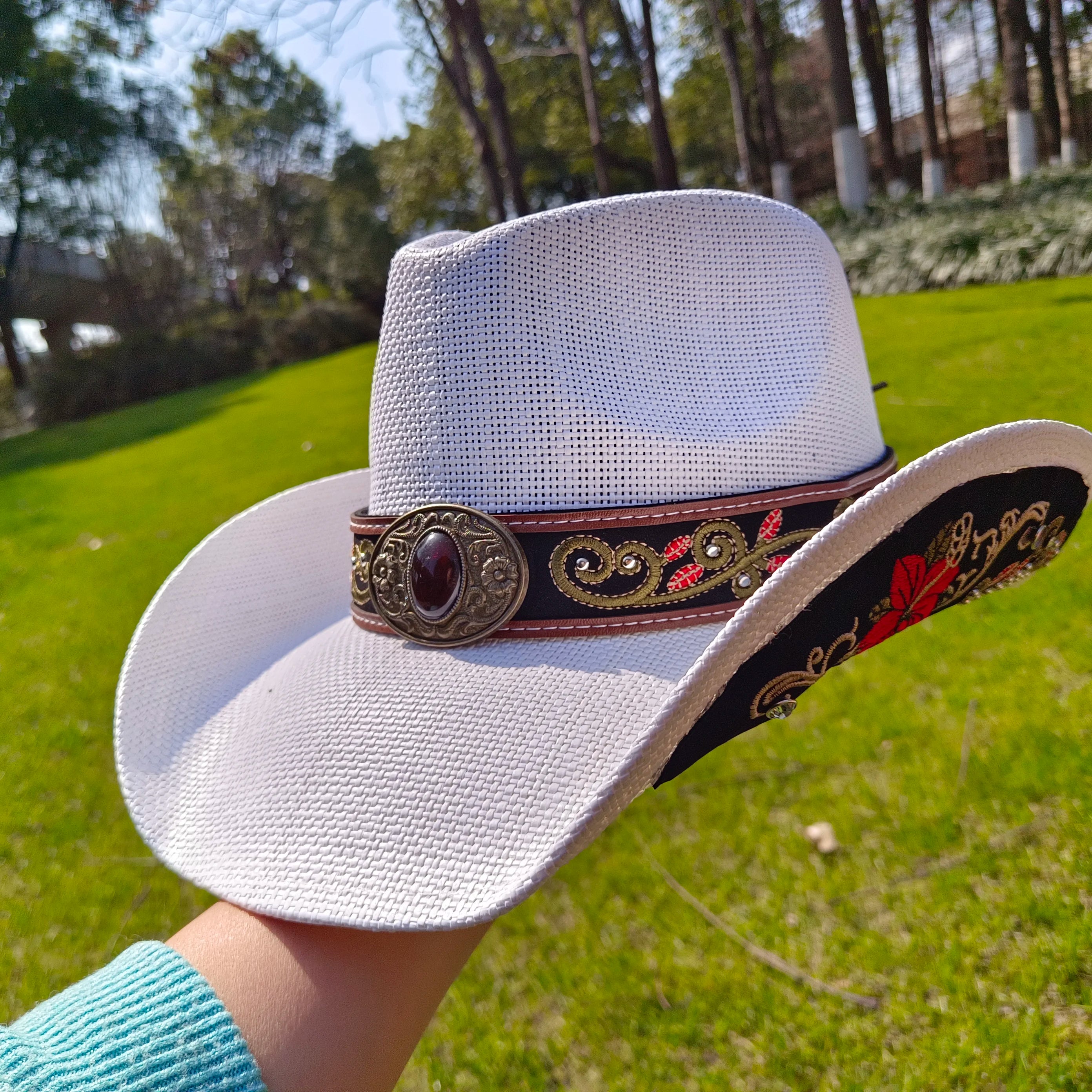 Women's Straw Cowgirl Hat – Wide Brim Shapeable Western Beach Sun Hat | Coastal Cowgirl Style